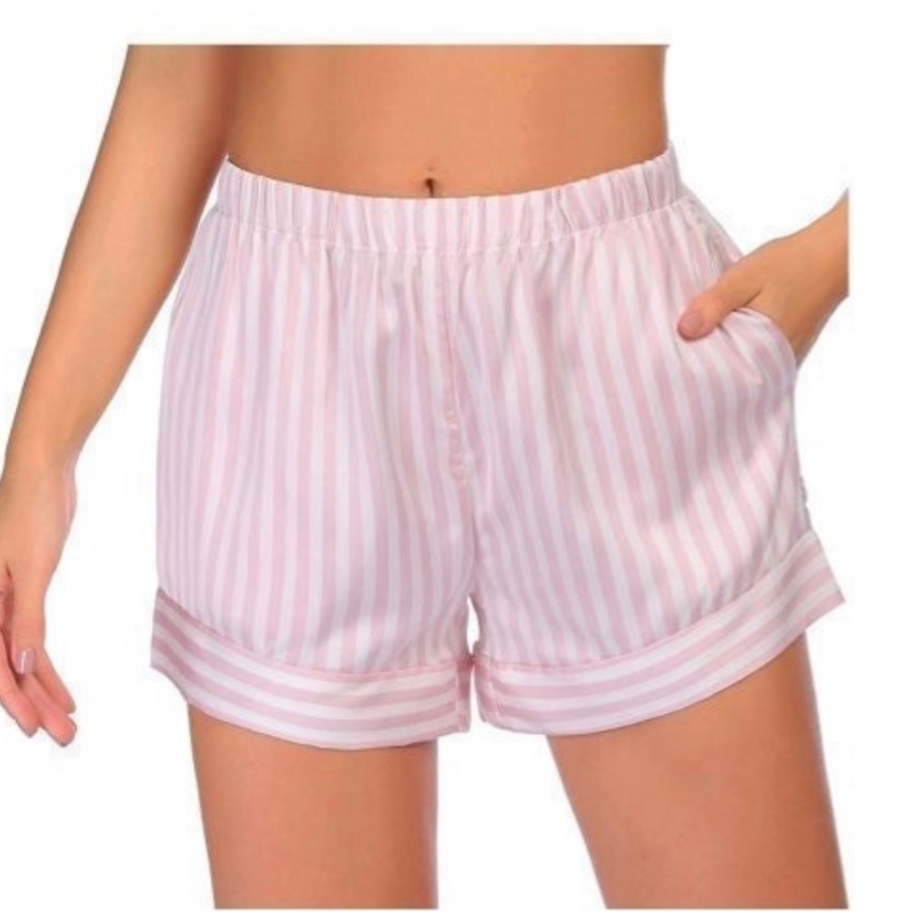 NWT Pink Striped Silk Pajama Shorts